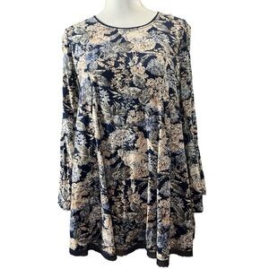 Rossmore great condition Blue and tan floral free flowing dress.  Size large